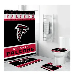 Custom Football Team Shower Curtains Bathroom Sets Polyester Shower Curtain And Doormats Rugs Bath Toilet Mat With Carpet Toilet