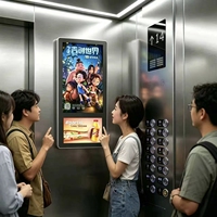 Pantalla Digital de Señalización para Montaje en Pared, Pantalla Dual de 18.5" y 10.1", Android 4G, Reproducción en Bucle por USB, Pantalla LCD Digital para Publicidad en Ascensores