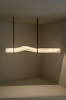 Suspension moderne personnalisée en albâtre ondulé linéaire, hauteur réglable, pour table, villa, salle à manger, îlot de cuisine, luminaire d'intérieur