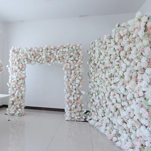 Декоративная арка для свадьбы 2,4х2,4 м, цветочная дорожка на стол, белые и розовые искусственные розы, 3D-панель для декора стен, складная конструкция - Product Image 3