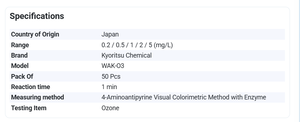 Reactivo de Medición de Ozono KYORITSU WAK-O3 PACKTEST, 50 Unidades - Product Image 2