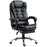 Chaise de bureau ergonomique à dossier haut confortable en cuir PU avec massage et repose-pieds