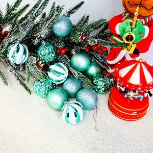كرة عيد الميلاد بريق للتعليق في الهواء الطلق مع حلقة لتعليق على شكل شجرة رائعة جديدة