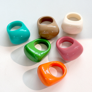 <span class=keywords><strong>2025</strong></span> Новое дизайнерское акриловое кольцо Макаронный цвет модное овальное квадратное женское кольцо из смолы милое летнее кольцо - Product Image 2