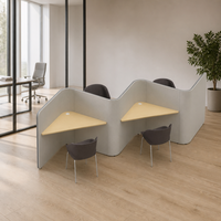 Cabine de bureau modulaire insonorisée pour 4, 6 ou 8 personnes, poste de travail moderne avec plateau en bois, idéale pour centre d'appels