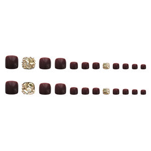 Faux ongles d'orteil en or couleur café avec bordure croisée, patch d'amélioration des ongles, vente en gros - Product Image 2