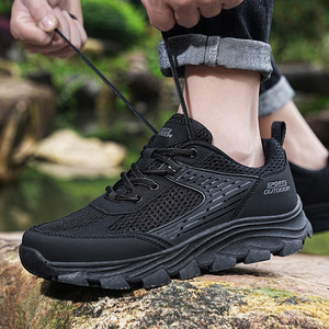 Zapatos de senderismo de malla transpirable con cordones, suela antideslizante resistente para actividades de trekking al aire libre - Product Image 1