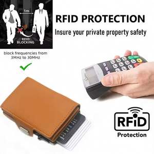 Portefeuille minimaliste personnalisé en cuir PU pour cartes de crédit, porte-cartes en aluminium avec blocage RFID, étui pour passeport, cadeau - Product Image 2