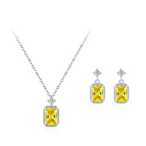 Conjunto de Joyería SPJ Ocean Heart de Plata de Ley con Circonita Cúbica Azul y Oro para Mujer, Collar y Aretes Elegantes y Románticos para Fiesta o Boda - Product Image 1