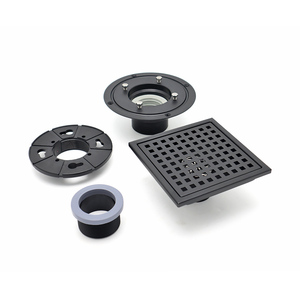 Guida 710014 71001408 Rejilla de drenaje de baño negra mate cuadrada sólida con patas ajustables para ducha - Product Image 2