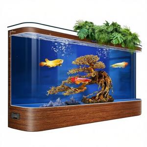 Aquarium rectangulaire moderne de luxe en bois sur pied, écologique, pour salon, taille moyenne/grande, sans changement <span class=keywords><strong>d</strong></span>'eau requis, intelligent - Product Image 6