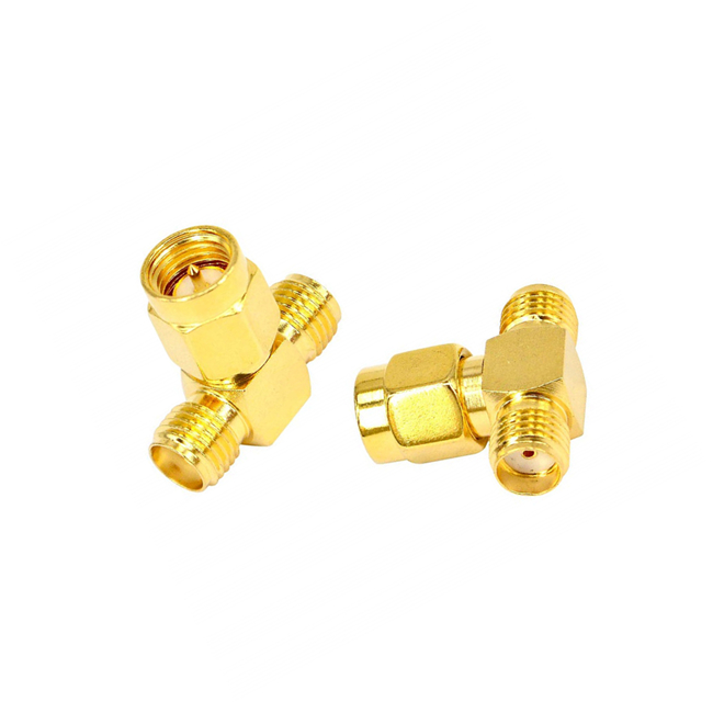 RF Coaxial Antenna Splitter Connector SMA Male to Dual Female T Adapter