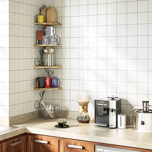 Étagère d'angle flottante murale rustique à 4 niveaux <span class=keywords><strong>en</strong></span> <span class=keywords><strong>bois</strong></span> pour salles <span class=keywords><strong>de</strong></span> <span class=keywords><strong>bain</strong></span>, salon, décoration intérieure - Product Image 4