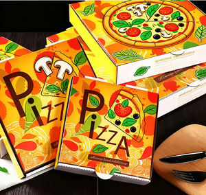 Scatole per Pizza e <span class=keywords><strong>Sandwich</strong></span> in Carta Kraft Marrone Opaca Riciclata, Ecologiche, Usa e Getta, con Logo Personalizzato Stampato, Vendita all'Ingrosso - Product Image 1