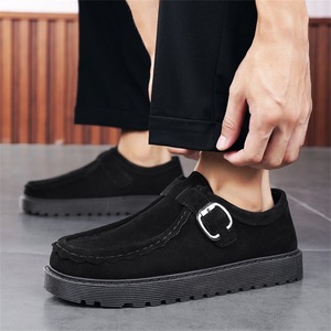 Zapatos de Cuero Casuales para Hombre, Estilo Británico Retro, Sin Cordones, Diseño Sólido, Transpirables, Antideslizantes, Otoño 2025 - Product Image 4