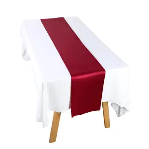Hotel table linen satin home table runner chair sash decoration table runners for wedding banquet Pattern Type Solid