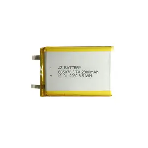 מכירה לוהטת 605070 2300mAh 3.7v li-פולימר סוללה עבור GPS Tracker