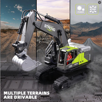 2.4G 16CH Funks teuerung Bau LKW Spielzeug Legierung Metall Sound Licht Simulierter Rauch RC Bagger Spielzeug für Kinder