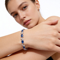 Bracelets délicats, mignons et tendance en argent sterling 925 plaqué rhodium avec zircon bleu en forme de feuille et de fleur pour femmes, cadeau de fête