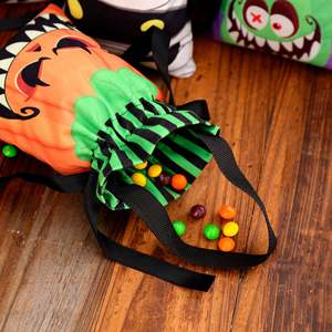 Bolsas de calabaza de Halloween, bolso de caramelo para galletas, disfraz, bolsa de regalo para truco o trato, bolsas con cordón de fieltro de arpillera reutilizables - Product Image 3