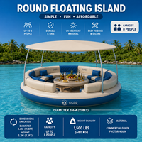 Plateforme flottante gonflable familiale personnalisée avec sièges-canapés, échelle et poignées pour la location en resort