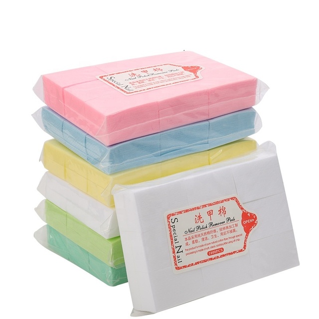 Custom Logo 400/600/630Pcs Lint-Free Nail Wipes for Professional Salon Use 5 Colors Nail Art Gel Polish Remover Cotton Pads