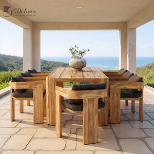 Modern Teak Outdoor <strong>Dining</strong> <strong>Bench</strong> <strong>Set</strong> <strong>with</strong> Tea Table and Seats-Waterproof for Courtyard - Product Image 5