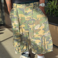 Shorts Cargo de Course en Coton Tissé pour Hommes, Coupe Ample et Large, Motif Camouflage Perlé Intégral, Qualité Supérieure, Personnalisables et Durables