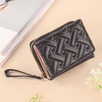 Nouveau Portefeuille Court Portable X915 pour Femme avec Multiples Emplacements pour Cartes, Pince à Billets, Broderie Géométrique, Porte-Monnaie en PU et Fermeture Éclair