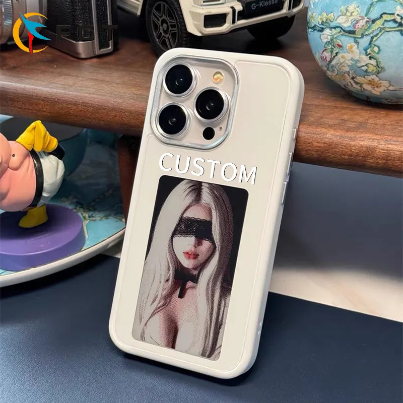 스마트 E 잉크 스크린 디스플레이 귀여운 케이스 소녀 360 범퍼 프리미엄 충격 방지 휴대 전화 케이스 아이폰 15 프로 14 프로 맥스