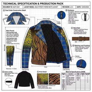 Chaqueta de Motero de Piel de Cordero Pintada a Mano Personalizada para Hombre, con Múltiples Diseños de Leopardo y Cuadros, Estilo Artístico Asimétrico, Prenda Exterior de Cuero Genuino, Venta al por Mayor OEM - Product Image 3