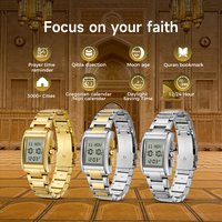 Montre de prière islamique Adhan Fajr Alfajr avec horloge de pèlerinage, Qibla, rétroéclairage, calendrier Hijri, heure de prière musulmane Azan