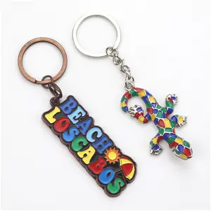 Customized Made Zinc Alloy Enamel 3D Beach Sea Ocean Keychain Metal Souvenir Key Chain