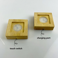 8cm LED Base en bois intérieure 42/52/62mm USB Rechargeable Base de lumière en bois carré LED veilleuse présentoirs pour ornements en cristal