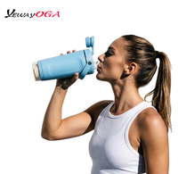Bouteille isotherme YEWAYOGA 24 oz avec compartiment de mélange intégré pour poudre de protéines, gourde de sport pour le fitness