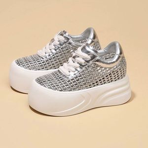 Korean <b>Style</b> Thick Soled Fashion Casual <b>Shoes</b> Women 2026 New Arrival Woven Mesh White Sneakers Soft Breathable Versatile - Product Image 3