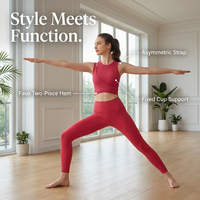 Raitis BR011 Débardeur de yoga côtelé respirant coupe ajustée patchwork printemps/été avec bonnets intégrés sans manches couleur unie pour femme