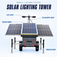 Tour d'éclairage solaire mobile de grande capacité avec lumières LED et générateur de secours pour l'extérieur