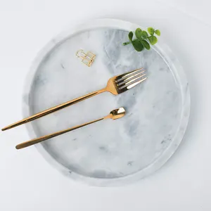 <span class=keywords><strong>Pas</strong></span> <span class=keywords><strong>cher</strong></span> Blanc Naturel Marbre Pierre Né Pretty Gris Déjeuner Dîner Pizza Plat Ensemble Présentoir De Service Plateau À Thé Lourd Pour Assiettes - Product Image 3
