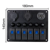 Panneau de commande automobile 12V 24V à 6 boutons, disjoncteur marin 15A, testeur de tension, interrupteur à bascule, chargeurs USB 3.0, répartiteur auto