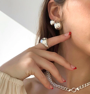 Nouveautés Boucles <span class=keywords><strong>d</strong></span>'oreilles créoles tendance en laiton plaqué or 18 carats, grosses boules rondes géométriques, vente en gros pour femmes, bijoux - Product Image 2