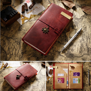 Carnet de voyage en cuir Crazy Horse fait main, journal en cuir vintage, 4 tailles, 3 inserts remplaçables, logo personnalisé, commande en gros - Product Image 4