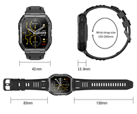 Montre connectée GPS étanche 3ATM K78, batterie de 1000 mAh, grand écran carré HD de 1,95 pouces, montre connectée GPS tactique pour homme