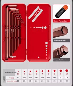 Jeu de clés Allen à embout sphérique extra longues en acier S2, métriques et SAE, personnalisées OEM, pour la réparation de vélos et de voitures - Product Image 4
