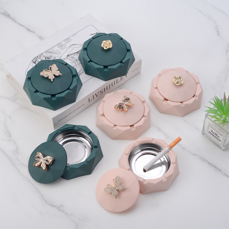 Fashion Home Plastic Lid Ashtray Personalized