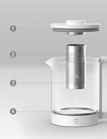 Panci Kesehatan Multifungsi Mijia Baru N1 1.5L Kaca Borosilikat Tinggi Ketel Listrik 800W Pemanasan Cepat CN