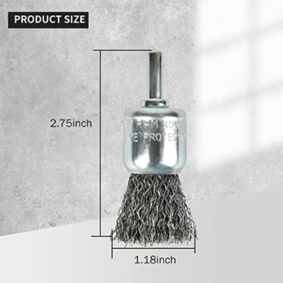 0.25 Inch Hex Shank Fine Crimped Wire End Brush 12500 RPM