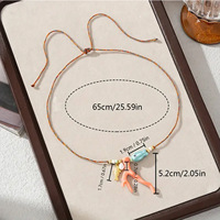 Colliers pendentifs en corde tressée perlée imperméables à l'eau avec motifs de poissons coralliens pour un style estival de plage