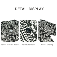 Kemeja Pria Hawaii Kerah Camp Hitam Putih Batik Tribal Patchwork Print Aloha Pantai Kasual Musim Panas ODM