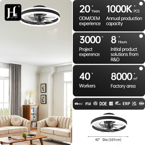 Ventilador de techo LED moderno de 20 pulgadas con control remoto negro, 6 velocidades, para dormitorio, habitación infantil, sala de estar, interruptor discreto - Product Image 4